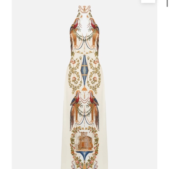 Elegant Cream Maxi Dress with Ornate Design - Picture 1 of 2